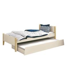 Bicama Solteiro Simba com Pés Madeira Natural e Colchões D20 e D33 - Reller Móveis