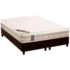 Cama Box Queen: Colchão Molas Castor Tecnopedic Premium + Base CRC Suede Marrom(158x198)