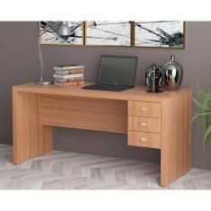 Escrivaninha P/ Escritório Me4113 C/ 3 Gavetas Amêndoa - Tecno Mobili