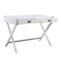 Mesa de maquiagem moderna de 106 cm ou mesa de escritório em casa, laptop, mesa de escrita, com duas gavetas de armazenamento, topo de madeira e moldura de madeira em forma de X para sala de estar e