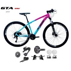 Bicicleta Aro 29 Ksw Xlt Kit 2x9 Gta Sunrun Freio Disco K7 11/36 Pedivela 24/38d Garfo Com Trava - Rosa/azul Tam.21