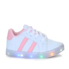 Tenis Led Infantil Juvenil Menina Com Luzinha - Pemania, 28, Branco