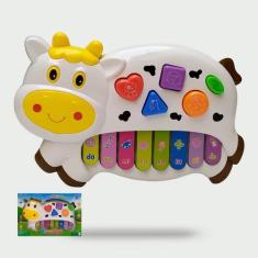 Pianinho Bebe Brinquedo Infantil Educativo Musical Baby - Vaquinha (Br