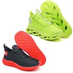 2 Tênis Feminino Caminhada Macio Confortavel Preto - Evoltenn, 36, Pre