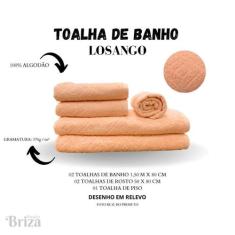 Jogo De Toalha De Banho E Rosto 5 Pçs Briza - Losango Salmão