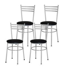 Jogo 4 Cadeiras Para Cozinha Epoxi Cinza - Lamar Design, Preto