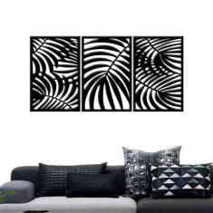Quadro Decorativo Folhas 3mm Vazado - Mdf - Decoarts, Preto