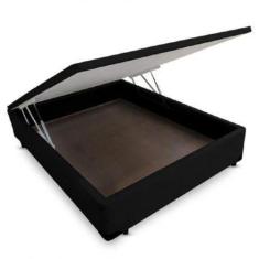 Base Box Baú Casal Suede Preta - 138x188 - Colchão dos Sonhos
