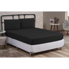 Lençol Cama Box King Size 3 peças Liso com Elástico e Fronhas Barato -