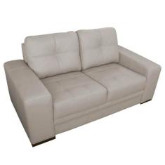 Sofá 2 Lugares Sala de Estar Milano 170cm Couro Off White G58 - Gran B