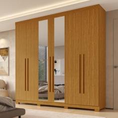 Guarda-Roupa Casal Itália 6 Portas Com Espelho 100% MDF Linhamobília, 