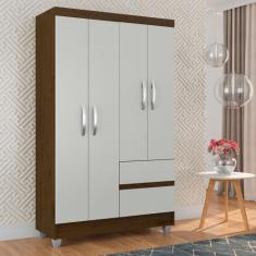Guarda Roupa Solteiro Lohaine 4 Pts Ced/ Off White - A Móveis Araponga
