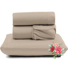 Jogo de Lençol Dia a Dia Percal Solteiro  3 Peças Barato - Tabaco