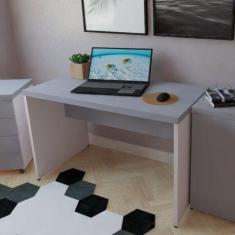 Escrivaninha Mesa Escritório 100cmx60cm 100cm Branco E Cinza Cristal -