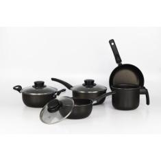 Conjunto De Panelas 8 Peças Elegan Vermelho E Tampa De Vidro - Dona Ch