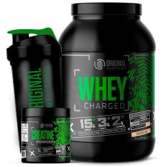 Kit Whey Protein Charged 900g + Creatina 100g + Coqueteleira - Original Nutrition-Unissex