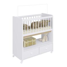 Mini Berço Moisés Completa Móveis 2 Gavetas Branca