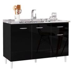 Balcão de Pia 120 cm Preto - Poquema