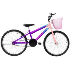 Bicicleta Aro 24 para Menina Infantil Wendy Com Cestinha