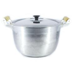 Caldeirão Alumínio Fundido Polido Alça de Madeira 32cm