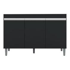 Balcão Gabinete de Pia Manu 120cm S/ Tampo Cor Preto - AJL Móveis