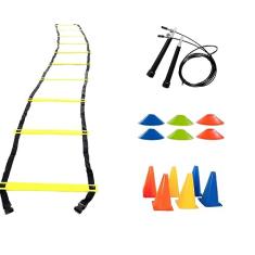 Kit Funcional Escada Agilidade Cones Chapéu Chinês Corda de Pular Yangfit
