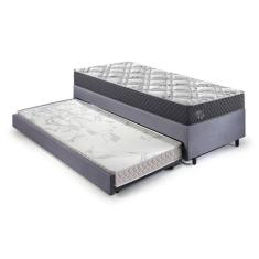 Bicama Box Solteiro King com Colchão Adapto Ecoflex Molas Ensacadas Suede 96x203cm Cinza