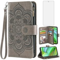 Asuwish Capa de celular para Motorola Moto G Power 5G 2023 capa carteira com protetor de tela de vidro temperado e flor de couro flip porta-cartão de crédito suporte fólio acessórios para celular