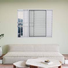 Janela Veneziana de Alumínio 3 Folhas 100 x 120cm com Grade Linha Modular Branco
