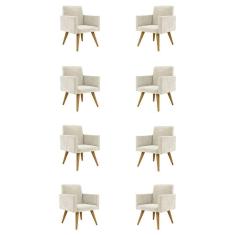 Kit 08 Cadeiras Poltronas Decorativa - Escritório - Recepção Cor:bege