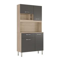 Armário Cozinha Compacta Pequena C/ Balcão 4 Portas 1 Gaveta 4 Pés Malta