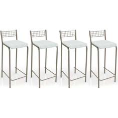 Banqueta de Cozinha Gênova B705 Kit 4 Un Niquel/Branco 106 - Kappesberg