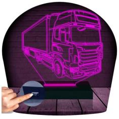 Luminária Led 3D Caminhão Abajur 1 - 3D Fantasy, Rosa, Bivolt