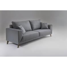 Sof  2 Lugares Com P s Em Imbuia Manchester  Cinza/marrom