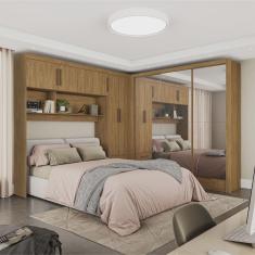 Guarda-roupa Casal Modulado 5 Portas Santiago 3 Portas Premium 5 Gaveta com Espelho