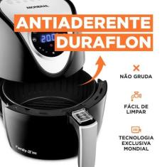Fritadeira Elétrica Mondial Family Iv 3,5L Inox Digital Touch Preto In