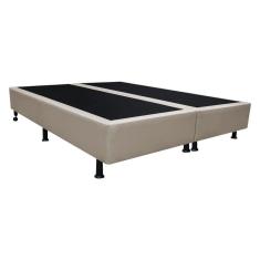 Base Box para Cama Casal King 192x203cm Bipartido Liz S05 Sintético Bege - Mpozenato