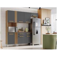 Armário de Cozinha Compacta Aramóveis Juma com Balcão 7 Portas 2 Gavet