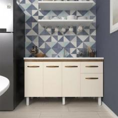 Balcão Cozinha Armário Gabiente Pia de 140 cm com 4 Portas e 1 Gavetas