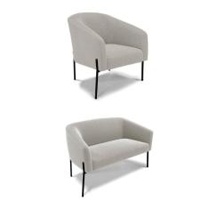 Sofá Namoradeira e Poltrona Pé Ferro Preto Stella Bouclê D03 - D'Rossi