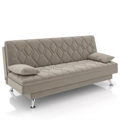 Sofá Cama Para Sala De Estar Quarto 193cm Bela M22 Suede Bege - Mpozenato
