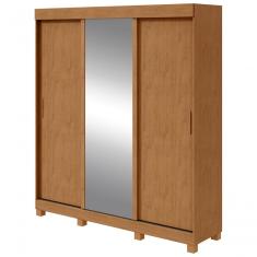 Guarda Roupa 3 Portas Amendoa Clean 3 Gavetas Saion Plus MDP com Espelho Móveis Lopas