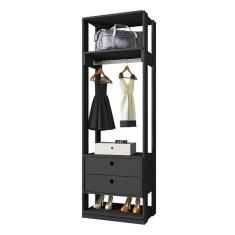 Guarda Roupa Closet Modulado Titan 2 Gavetas MDP Preto Móveis Leão