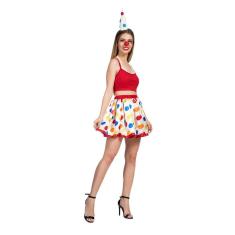 Fantasia Palhaça Adulto Feminina Roupa Festa com Acessórios