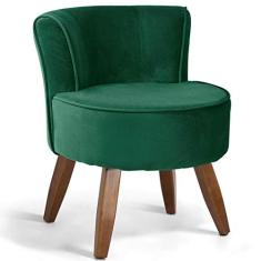 Poltrona Decorativa Sala de Estar Pés de Madeira Ayla Veludo Verde - Gran Belo