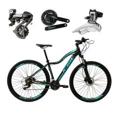 Bicicleta Aro 29 Ksw Mwza Feminina Câmbios Shimano Altus 24v K7 Alumínio Freios Hidráulicos Garfo Com Trava - Preto/Azul