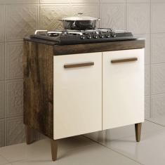 Balcão 2 Portas para Cooktop 5 Bocas Sevilha Ypê/Off White