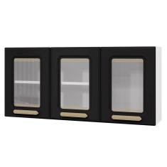 Armário Aéreo de Cozinha Ágata 3 Portas com Vidro 817007 Telasul