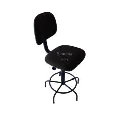 Cadeira secretaria caixa alta  com base de ferro sem rodízio tecido preto