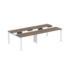Mesa de Plataforma Dupla para 4 Pessoas Corporativa 140X140/4P PDC14/14/4P Walnut/Branco